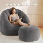 Gericco Round Stuffed Pouf Ottoman for Foot Rest, A Round Modern Foam Filled Poufs, Floor Chair for Living Room, Nursery, Dorm, A Soft Modern Foot Stool Perfect to Rest Your Feet (Grey, 20Inch)