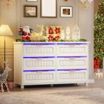 YITAHOME 8 Drawer Dresser for Bedroom, 47" Wide Farmhouse Wood Chest of Drawers with Metal Knobs, Anti-Tip Legs, Storage Dresser for Living Room, Entryway, Hallway, White