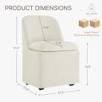 KISLOT Upholstered Dining Chairs with Casters, Washable Cover Modern Dining Room Chairs with Thick Cushion & Sturdy Metal Frame for Kitchen, Living Room, Dressing Room, Linen Fabric, 4PCS