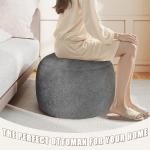 Gericco Round Stuffed Pouf Ottoman for Foot Rest, A Round Modern Foam Filled Poufs, Floor Chair for Living Room, Nursery, Dorm, A Soft Modern Foot Stool Perfect to Rest Your Feet (Grey, 20Inch)