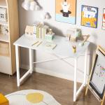Sweetcrispy Computer Small Desk, 32 Inch Office Writing Work Study Student Home Bedroom Table with Metal Frame Wooden Tabletop No Wheels - White Wood