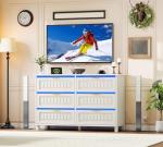 YITAHOME 8 Drawer Dresser for Bedroom, 47" Wide Farmhouse Wood Chest of Drawers with Metal Knobs, Anti-Tip Legs, Storage Dresser for Living Room, Entryway, Hallway, White