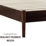 NTC Inno Wooden Bed Frame with Headboard, Solid Oak and Rubber Wood Foundation with Silent Slats and Wood Central Supports, 1000 Lb Capacity, Effortless Assembly, Queen - Dark Walnut