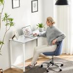 Sweetcrispy Computer Small Desk, 32 Inch Office Writing Work Study Student Home Bedroom Table with Metal Frame Wooden Tabletop No Wheels - White Wood