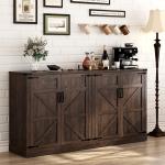 Buffet Cabinet Coffee Bar Cabinet with Drawers & Doors Farmhouse Kitchen Buffet Sideboard Cabinet for Living Room Kitchen