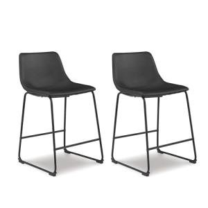 Signature Design by Ashley Centiar 24" Counter Height Modern Bucket Barstool, 2 Count, Black