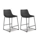 Signature Design by Ashley Centiar 24" Counter Height Modern Bucket Barstool, 2 Count, Black