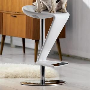 Special-shaped fiberglass bar stool, company front desk reception chair, high stool Z shape chair