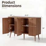 Sideboard Buffet Cabinet with Storage, 4 Doors Wood Entryway Cabinet, Modern Accent Cabinet with Solid Wood Feet & Adjustable Shelves, Multifunctional Console Table for Living Room, Kitchen, Hallway