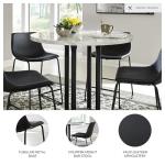 Signature Design by Ashley Centiar 24" Counter Height Modern Bucket Barstool, 2 Count, Black