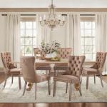 Set of 6 Modern Tufted Dining Chairs, High-End Upholstered Side Chairs with Button Back, Solid Wood Legs, Khaki Color