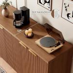 Sideboard Buffet Cabinet with Storage, 4 Doors Wood Entryway Cabinet, Modern Accent Cabinet with Solid Wood Feet & Adjustable Shelves, Multifunctional Console Table for Living Room, Kitchen, Hallway