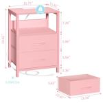 Yoobure Nightstand with Charging Station, Small Night Stand with Fabric Drawers and Storage Shelf for Bedrooms, Nightstands for Small Spaces, Bedside Table with USB Ports & Outlets Bed Side Table