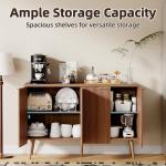 Sideboard Buffet Cabinet with Storage, 4 Doors Wood Entryway Cabinet, Modern Accent Cabinet with Solid Wood Feet & Adjustable Shelves, Multifunctional Console Table for Living Room, Kitchen, Hallway