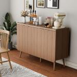 Sideboard Buffet Cabinet with Storage, 4 Doors Wood Entryway Cabinet, Modern Accent Cabinet with Solid Wood Feet & Adjustable Shelves, Multifunctional Console Table for Living Room, Kitchen, Hallway