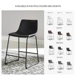 Signature Design by Ashley Centiar 24" Counter Height Modern Bucket Barstool, 2 Count, Black