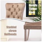 Set of 6 Modern Tufted Dining Chairs, High-End Upholstered Side Chairs with Button Back, Solid Wood Legs, Khaki Color