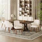 MALOL Dining Chairs Set of 4, Upholstered Dining Room Chair with Wood Legs, High-Back Padded Kitchen Chairs for Dining Room/Restaurant/Cafe, Beige