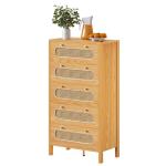 YITAHOME 47" Tall Buffet Sideboard Cabinet 5 Drawer Dresser, Boho Chest of Drawers with Golden Handles, Wood Storage Cabinet for Hallway, Entryway, Hold up to 300lbs - Oak