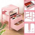 Yoobure Nightstand with Charging Station, Small Night Stand with Fabric Drawers and Storage Shelf for Bedrooms, Nightstands for Small Spaces, Bedside Table with USB Ports & Outlets Bed Side Table