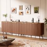 Sideboard Buffet Cabinet with Storage, 4 Doors Wood Entryway Cabinet, Modern Accent Cabinet with Solid Wood Feet & Adjustable Shelves, Multifunctional Console Table for Living Room, Kitchen, Hallway