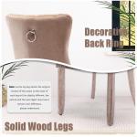 Set of 6 Modern Tufted Dining Chairs, High-End Upholstered Side Chairs with Button Back, Solid Wood Legs, Khaki Color