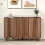 47.2 Storage Cabinet, Farmhouse Buffet Cabinet with Solid Wood Legs, 3-Door Sideboard Coffee Bar Cabinets for Kitchen Living Roo