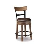 Signature Design by Ashley Pinnadel |24.25" Counter-Height Swivel Bar Stool – Modern Farmhouse, Faux Leather, 360° Swivel, Nailhead Trim, Rustic Light Brown