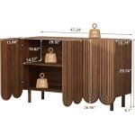 47.2 Storage Cabinet, Farmhouse Buffet Cabinet with Solid Wood Legs, 3-Door Sideboard Coffee Bar Cabinets for Kitchen Living Roo