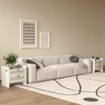 Rattan Nightstand Set of 2, Bedside Table, Modern Night Stand with Type-C Charging Station, 2 Drawer Storage Space, with Hook Included, Suitable for Bedroom, Office as a End Table, Side Tables