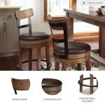 Signature Design by Ashley Pinnadel |24.25" Counter-Height Swivel Bar Stool – Modern Farmhouse, Faux Leather, 360° Swivel, Nailhead Trim, Rustic Light Brown