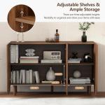 47.2 Storage Cabinet, Farmhouse Buffet Cabinet with Solid Wood Legs, 3-Door Sideboard Coffee Bar Cabinets for Kitchen Living Roo