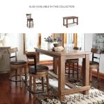 Signature Design by Ashley Pinnadel |24.25" Counter-Height Swivel Bar Stool – Modern Farmhouse, Faux Leather, 360° Swivel, Nailhead Trim, Rustic Light Brown