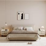 Rattan Nightstand Set of 2, Bedside Table, Modern Night Stand with Type-C Charging Station, 2 Drawer Storage Space, with Hook Included, Suitable for Bedroom, Office as a End Table, Side Tables