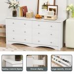 YESHOMY White Wood Dresser with 6 Drawer, Cabinets Dressers Wood Dresser Cabinet, Organizer Drawers for Bedroom, Living, Hallway