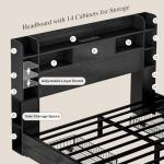 YITAHOME King Size Bed Frame with Bookcase Headboard and 4 Storage Drawers, RGB LED Bed Frame with Type-C & USB Charging Station Storage Headboard Beds, No Box Spring Needed, Noise Free, Black