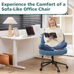 OLIXIS Criss Cross Chair with Wheels Wide Cross Legged Office Desk Vanity Chair Comfy Fabric Armless Adjustable Swivel for Home Computer Task Blue