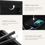 YITAHOME King Size Bed Frame with Bookcase Headboard and 4 Storage Drawers, RGB LED Bed Frame with Type-C & USB Charging Station Storage Headboard Beds, No Box Spring Needed, Noise Free, Black