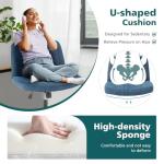 OLIXIS Criss Cross Chair with Wheels Wide Cross Legged Office Desk Vanity Chair Comfy Fabric Armless Adjustable Swivel for Home Computer Task Blue