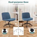 OLIXIS Criss Cross Chair with Wheels Wide Cross Legged Office Desk Vanity Chair Comfy Fabric Armless Adjustable Swivel for Home Computer Task Blue