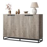 GarveeHome 55 inch Sideboard Buffet Cabinet with Storage, Accent Cabinet with 4 Doors and Adjustable Shelves, Kitchen Sideboard Storage Cabinet, Dining Room, Entryway, Living Room, Grey