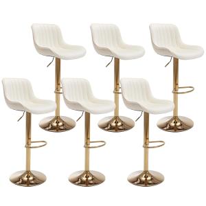 Velvet Adjustable Swivel Counter Height Bar Stool Chrome Base Footrest Gold Legs Dining Pub Set 6, Customized