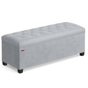 SONGMICS Velvet Storage Ottoman Bench, Foot Rest with Legs, 15.7 x 43 x 15.7 Inches, End of Bed Bench, Storage Chest, Load up to 660 lb, for Living Room, Bedroom, Entryway, Dove Gray ULSF089G02