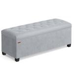 SONGMICS Velvet Storage Ottoman Bench, Foot Rest with Legs, 15.7 x 43 x 15.7 Inches, End of Bed Bench, Storage Chest, Load up to 660 lb, for Living Room, Bedroom, Entryway, Dove Gray ULSF089G02