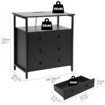 Edbuosy 3 Wooden Drawers Night Stand, 27 Inch Wide Nightstand with Charging Station and Adjustable Drawers, Small Dresser for Closet, Bedside Table for Living Room/Bedroom/Office