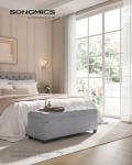 SONGMICS Velvet Storage Ottoman Bench, Foot Rest with Legs, 15.7 x 43 x 15.7 Inches, End of Bed Bench, Storage Chest, Load up to 660 lb, for Living Room, Bedroom, Entryway, Dove Gray ULSF089G02