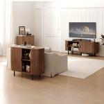 Sideboard Buffet Cabinet with Sliding Door, Storage Cabinet & Adjustable Shelf, Coffee Bar Cabinet Console Table