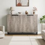 GarveeHome 55 inch Sideboard Buffet Cabinet with Storage, Accent Cabinet with 4 Doors and Adjustable Shelves, Kitchen Sideboard Storage Cabinet, Dining Room, Entryway, Living Room, Grey