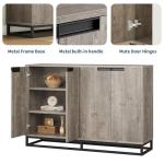 GarveeHome 55 inch Sideboard Buffet Cabinet with Storage, Accent Cabinet with 4 Doors and Adjustable Shelves, Kitchen Sideboard Storage Cabinet, Dining Room, Entryway, Living Room, Grey