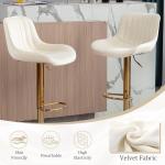 Velvet Adjustable Swivel Counter Height Bar Stool Chrome Base Footrest Gold Legs Dining Pub Set 6, Customized